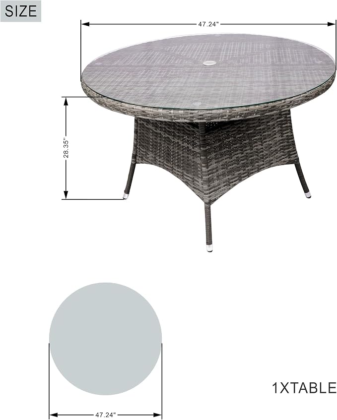Patio 5-Pieces Gray Round Aluminum Rattan Outdoor Dining Set with Chairs