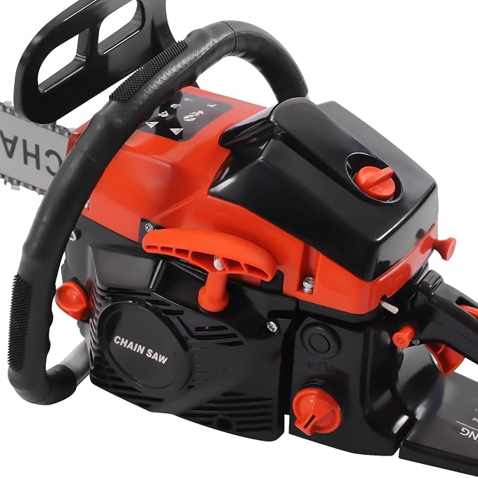 18 Inches Gas Chainsaw Gasoline Powered Chain Saw Wood Cutting Chainsaw 68cc 2 Stroke Cordless Chainsaws Hand Pull Start Handed Petrol Chainsaws with Tool Kit