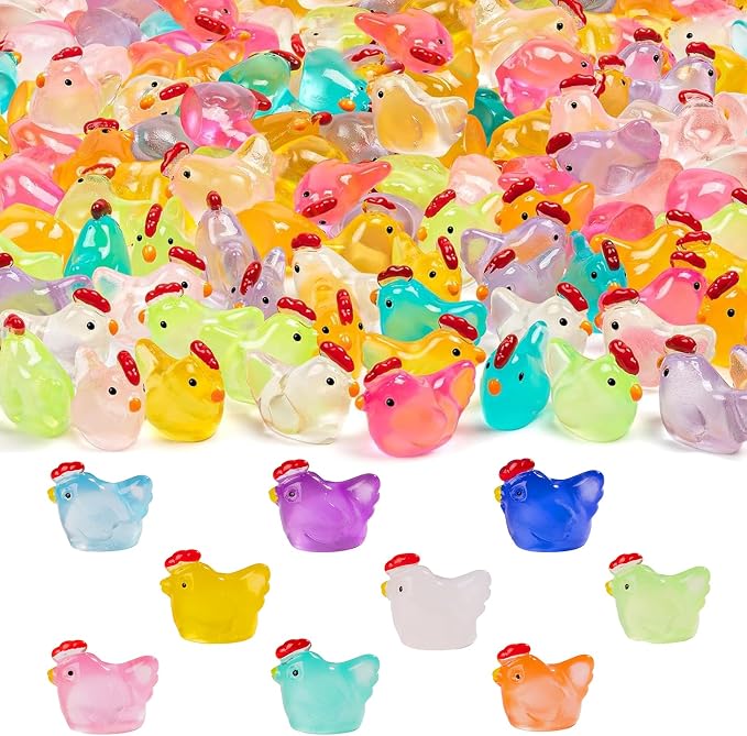 90 Pcs Mini Resin Hen Figurine Bulk Mini Hen Figurine Cake Decorations Cute Miniature Resin Sculpture Ornament Micro Landscape Office Garden Desk Party Tabletop Decor