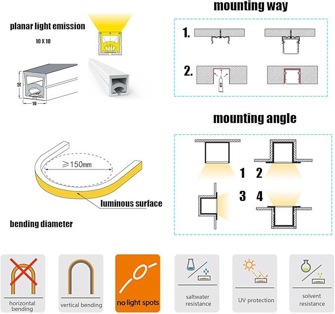 Silicone Soft LED Strip,LED Landscape Lighting,12V Low Voltage Step Light 6000K Warm White Light,IP68 Waterproof Outdoor Landscape Lighting,Suitable for Courtyard Wall Stairs