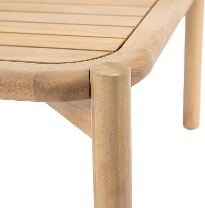 Christopher Knight Home Aladi Outdoor Coffee Table for Patio Furniture Set, Acacia Wood Side Table with Slats Panel Support Tabletop, Square Patio Table for Poolside Balcony Garden, Light Teak