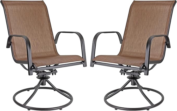 Garden Elements Sienna Collection 40" Table and Four Swivel Rocker Chairs Patio Dining Set, Brown (5-Piece Set)