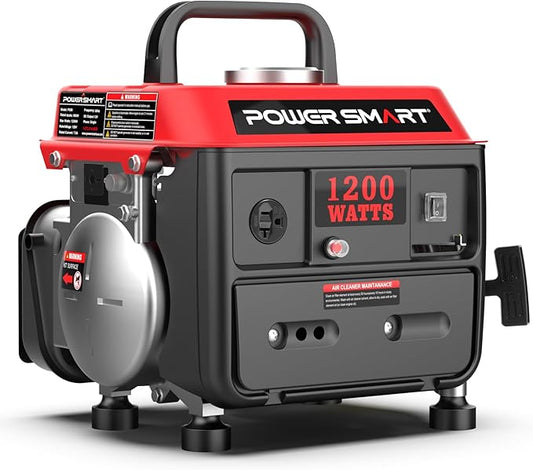 PowerSmart 1200W Portable Gas Powered Generator, 71cc 2-Stroke Single Cylinder Engine, 900W Rated, Ultralight 39 lbs for Camping, Tailgating, Fishing & Emergency Home Use, EPA Compliant