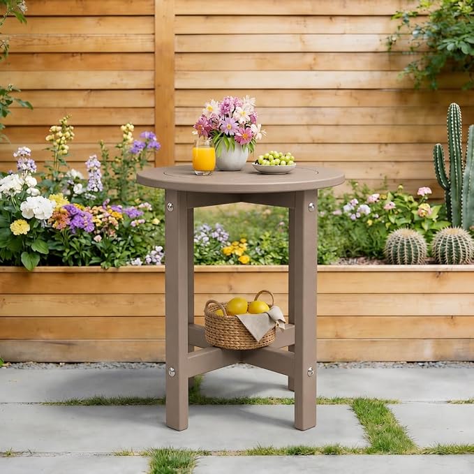 Outdoor Side Table, Antique Brown