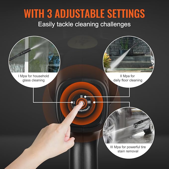 VEVOR Cordless Pressure Washer, 652PSI 1.0GPM BRUSHLESS Motor Rechargeable 4.0Ah Battery Powered, Handheld High-Pressure Car Washer Gun with Charger, 6-in-1 Nozzle for Home/Floor Cleaning & Watering