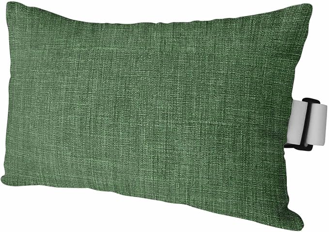 Dark Green Outdoor Lumbar Pillow 12x20 Inch, Farmhouse Burlap Solid Green Color Modern Linen Texture Waterproof Throw Pillow Covers with Insert, Decorative Headrest Pillows for Office Car Travel