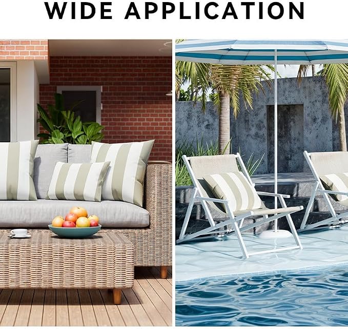 Western Home Pack of 2 Outdoor Waterproof Striped Throw Pillow Covers Beige Grey Decorative Pillowcases Garden Modern Cushion Cases for Patio Tent Balcony Couch Sofa 20x20 Inch | 20x20, Beige Grey,Garden Cushion Covers, Farmhouse Pillowcases for Couch ...