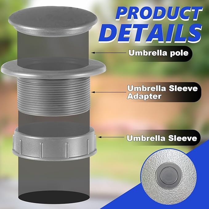 2 Sets Patio Table Umbrella Hole Ring Plug Cap Set, Outdoor Parasol Table Hole Cover Insert Thicker Patio Plug Ring for Outdoor, Yard, Garden(Gray)