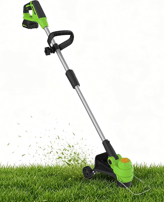 Garvee 20V Grass Trimmer, Dual Lithium Battery 2.0A, 8 Grass Cutting Lines, Portable Electric Grass Cutter, Garden Grass Line Trimmer