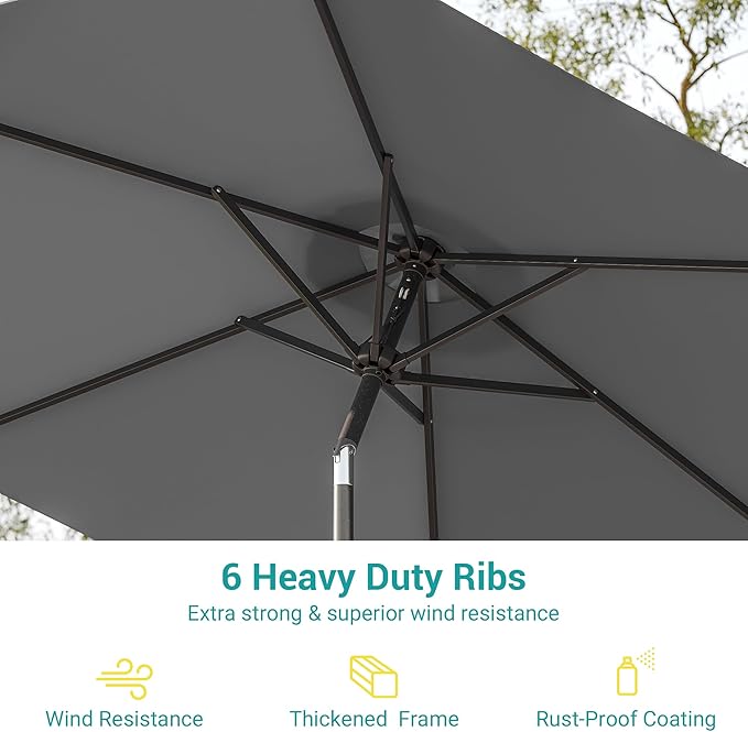 7.5ft Outdoor Umbrella Patio Umbrella,2-Year-Non-Fading,Table Market Patio Umbrella with Push Button Tilt and Crank,for Pool, Deck, Garden,Backyard