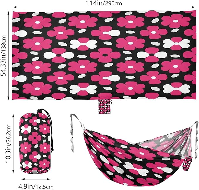 Hammocks for Outside Flower Camping Hammock Portable Hammocks with Tree Straps and Carry Bag Camping Accessories for Hiking Beach Outdoor