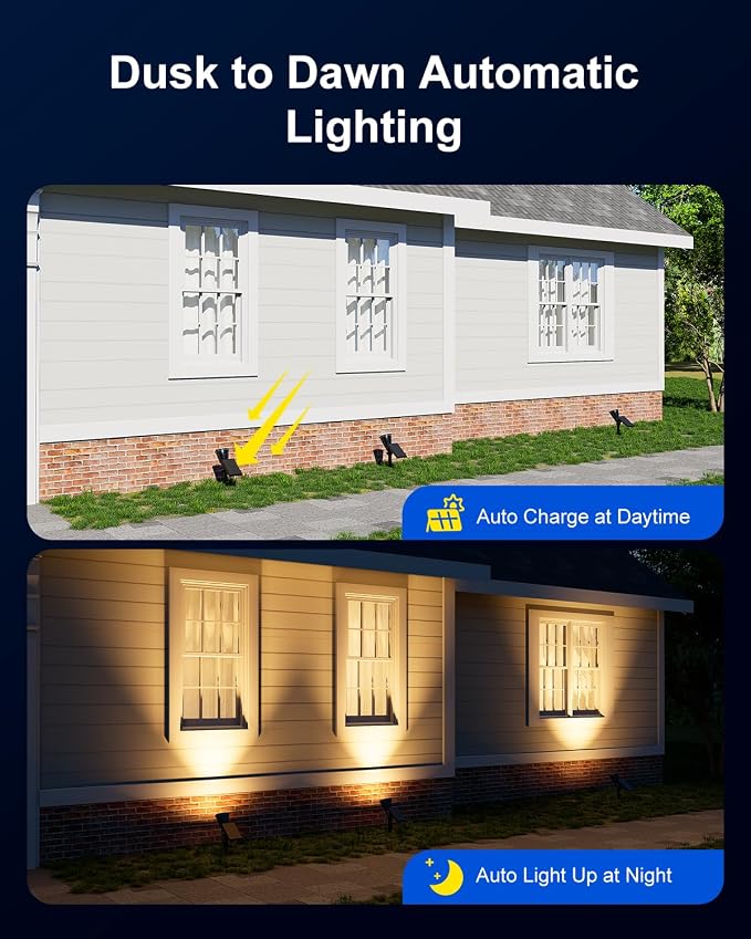 4 Pack Solar Powered Spotlights Waterproof Outdoor for Christmas Decorations, Tree, Santa Claus, Snowman, Christmas Ambient Outdside Spot Landscape Lights for Wall, Garden, Yard, Sidewalk, Warm White