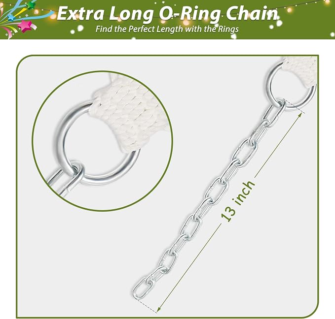 2 Person Hammock with Hanging Kits, Quilted Hammock for Tree with 2 Pcs Heavy Duty Stainless Steel S Hooks, 1 Detachable Pillow, Curved Spreader Bar,Chains, Carrying Bag,450 LBS Capacity