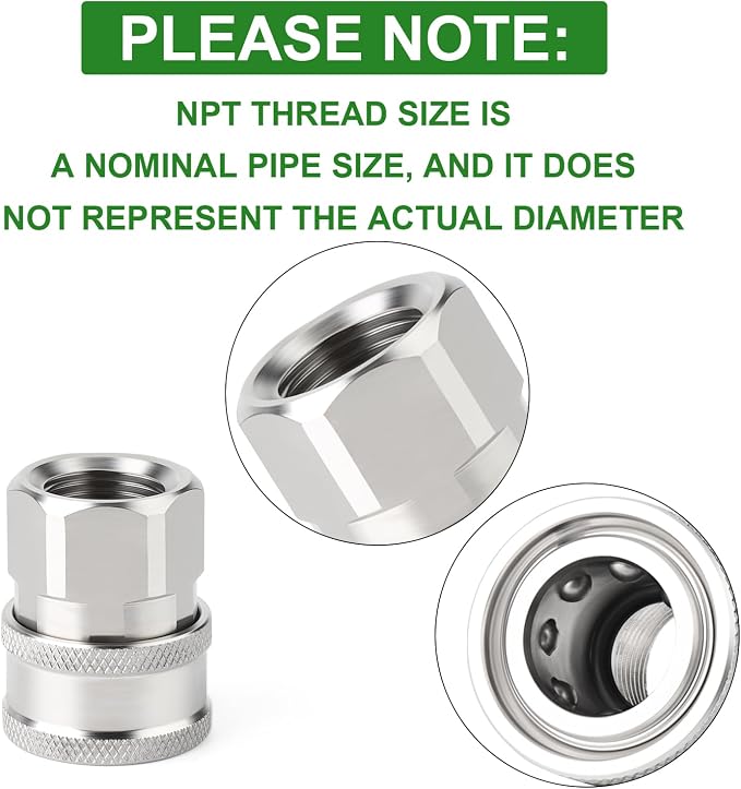 TAISHER 8PCS 304 Stainless Steel 1/4" Female NPT High Pressure Washer Quick Connect Coupler for Pressure Washing Gun Hose Accessories
