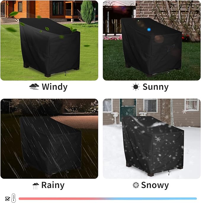 ALSTER Outdoor Chair Covers 2 Pack, Patio Chair Covers(32" L x 37" W x 36" H), Durable and Waterproof Black Furniture Covers for Lounge Deep Seat, Rain Snow Dust Wind-Proof