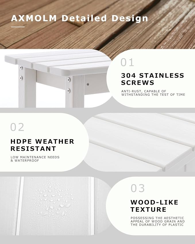 HDPE Outdoor Bar Height Patio Table, 54” All-Weather Outdoor High Top Tall Pub Rectangular Bar Table for Balcony, Backyard, Garden,Lawn (White, Bar Table)