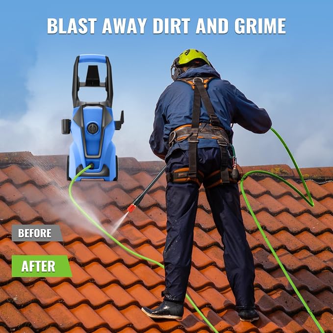 Electric Pressure Washer 5000PSI Max 4.0GPM with 33FT Flexible Extension Hose, 4 Nozzles, Foam Cannon, Power Washer Powered for Cars, Patios, Driveways, Blue