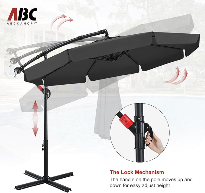 ABCCANOPY 9FT Cantilever Patio Umbrella with base included (Dark Gray)