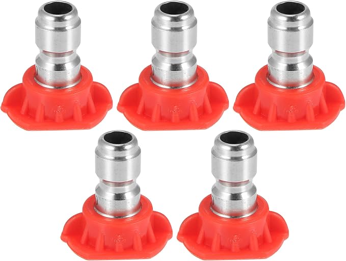 X AUTOHAUX 0 Degrees High Pressure Washer Spray Nozzle Tips Quick Connector Red 5 Pcs