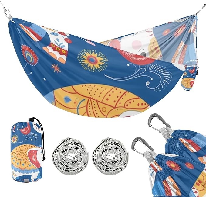 Ethnic Costume Elephant 330lb Capacity Outdoor Hammocks with Tree Straps Hanging Hammock for Outside Patio Garden hamacas para adultos 2 Personas