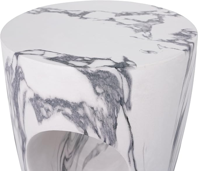 Christopher Knight Home 19.29 Inch Modern Round MGO Side Table with Cutout Design, Indoor Outdoor Accent Table for Garden Patio Living Room, No Assembly Required