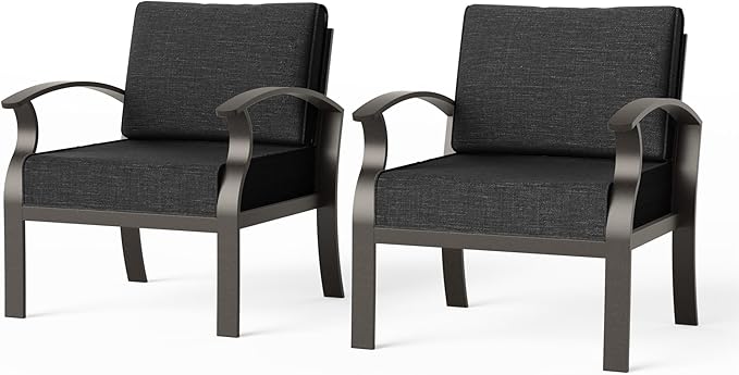 Metal Outdoor Patio Furniture Set for 2,Aluminum Patio Sectional Single Seat w/Removable Sponge Cushion,Outside Furniture for Porch, Balcony, Yard,Black
