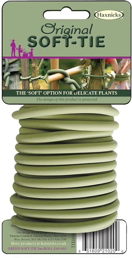 Tierra Garden Plant Tie - Original Soft Tie, Flexible Rubber Ties for Plants - 16.4 ft - Green Rubber