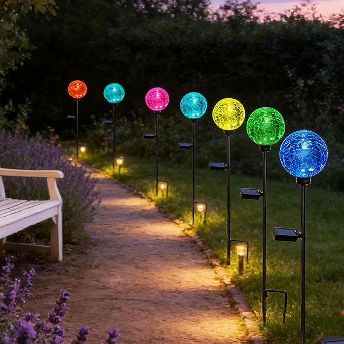 Solar Garden Lights Outdoor, 3 Pack Multi-Color Changing Solar Globe Lights Waterproof Decorative for Yard, Powered Glass Ball Garden Lights for Patio Decoration (3pack)