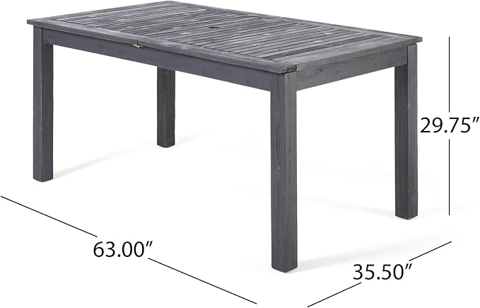Christopher Knight Home Great Deal Furniture Christopher Knight Home Eric Outdoor Expandable Acacia Wood Dining Table, Dark Gray Finish