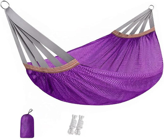 Double Hammock for Camping Outdoor Portable Mesh Swing Chair | Breathable Fabric, Anti Roll Design, Extra Thick Weave, Stable Support, Easy Setup, Space Saving Storage