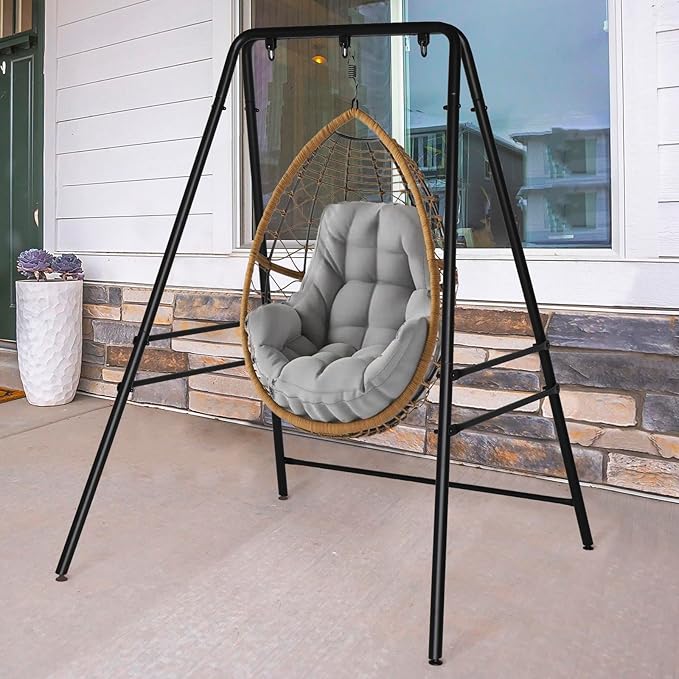 Portable Hammock Stand for Patio, Garden, Balcony & Home - Durable Iron Construction, Supports Most Hammock Chairs, 38mm Thick Pipes, Foldable Design, Quick Setup, No Tools Needed, Black
