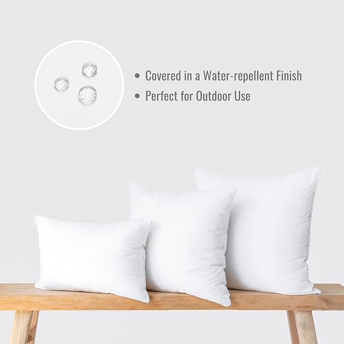 Hofdeco Premium Lumbar Pillow Insert, 13"x21" (for Cover Size 12"x20") Water Resistant Synthetic Down Alternative Sham Stuffer for Patio, Bench, Garden, White