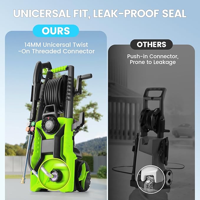 5000 PSI Adjustable Electric Pressure Washer, 2026 New Power Washer Pressure Adjustable (2500PSI-5000PSI) with 33ft Pressure Hose, 4 Nozzle and Detergent Tank for Cars, Upgraded Green