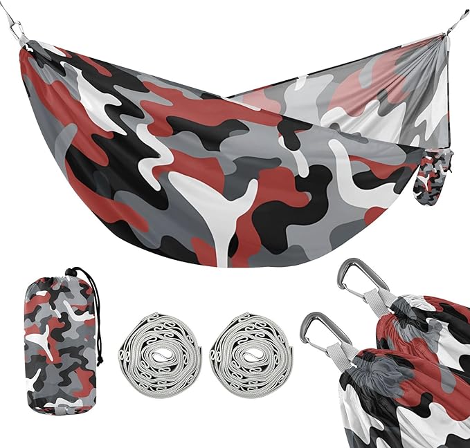 Camouflage Grey Red Black Art 330lb Capacity Outdoor Hammock with Tree Straps Backyard Hammock for Indoor Outdoor Patio soporte para hamacas para adultos
