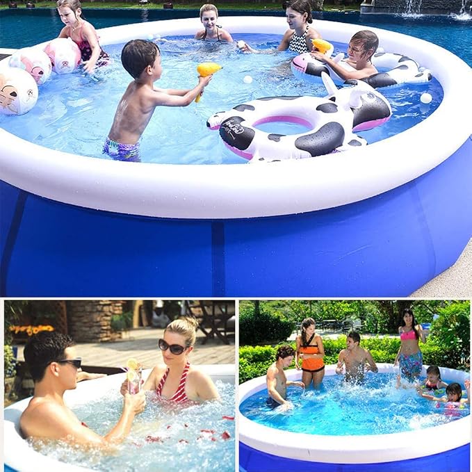 Inflatable Top Ring Swimming Pools for Adults Outdoor Easy to Set (± 12 ft X 36 in) Blue