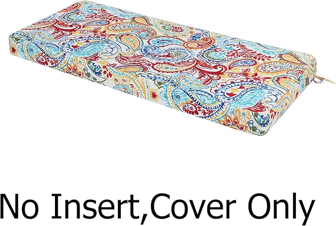 FUNHOME Outdoor Bench Cushion Cover 45 x18 x 3 inch,Water Resistant Cover with Zipper&Ties,Fade-Resistant Slipcover,Patio Porch Swing Cushion Cover Replacement Only,No Insert(Phoenix)