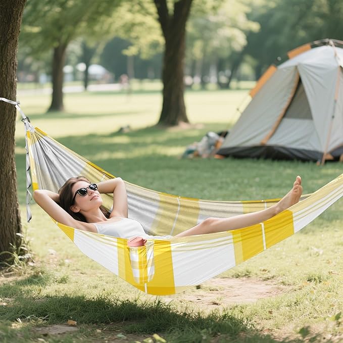 Valentine Plaids Checkered Yellow 330lb Capacity Hammocks Backyard Hammock for Camping Travel Accessories Base de hamaca para adultos