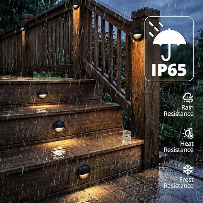 GKOLED 6-Pack Low Voltage LED Deck Lights, Landscape Stair Railing Light Fixture, 2W 3000K Integrated LED Chips, Die-cast Aluminum 12V AC/DC Accent Lighting with Black Powder Coated Finish, UL-Listed