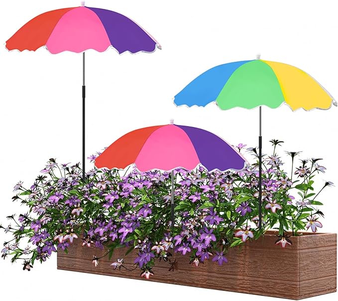 3Pack Upgraded Plant Umbrellas for Outdoor Plants, 23.6" Garden Plant Umbrella Shade with Adjustable Angle, 40.5" Higher Sun Shade for Plants, Potted Plant, Garden Beds（colorful） ﻿ ﻿