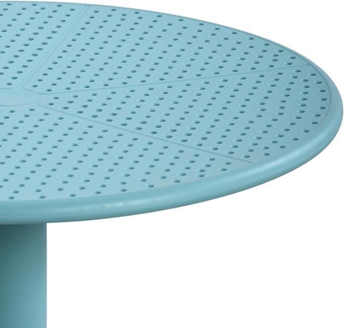 Christopher Knight Home Elshore Patio Bistro Table, Outdoor Plastic Round Table with Pedestal Base, Compact Bistro Table for Garden/Balcony/Poolside, Modern Coffee Table, Accent Table, Sky Blue
