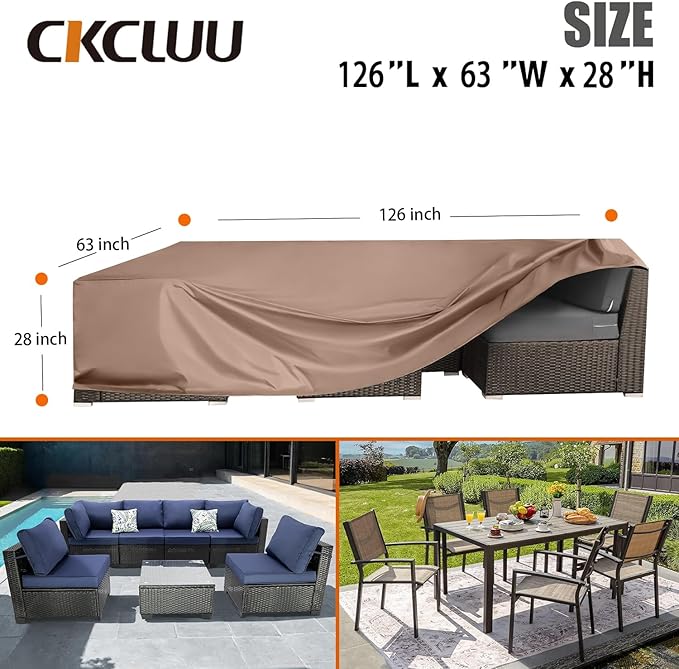 Patio Furniture Set Cover Waterproof Outdoor Furniture Covers Heavy Duty Outdoor Sectional Sofa Set Cover Dining Table and Chairs Set Covers Water Resistant Large 126" L x 63" W x 28" H