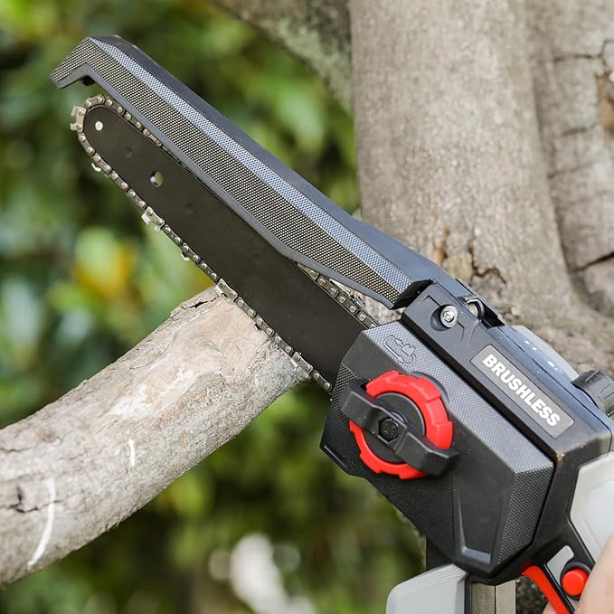 8 Inch Mini Chainsaw Cordless with 1150W Pure Copper Motor, 2x 3.0Ah Large Capacity Batteries, 5000RPM Brushless One-Handheld Electric Chain Saw for Garden Tree Trimming Branch Wood Cutting