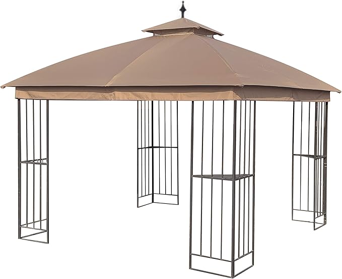 Canopy Top for Garden Treasures 10 ft x 10 ft Brown Metal Square Semi- Gazebo Model #L-GZ038PST-F (Tan) (FABRIC TOP ONLY)
