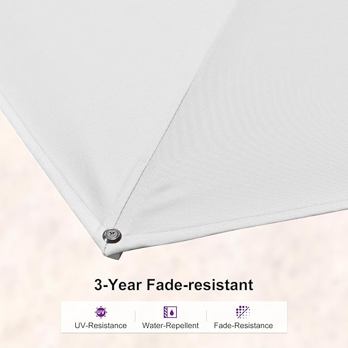 PURPLE LEAF 8' X 11.5' Right-left Tilt Patio Umbrella Swivel White Cantilever Umbrella with Tilt Aluminum Outdoor Umbrella with 360° Rotation for Deck Pool Garden, White