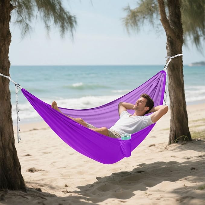 Dark Violet Solid Color Pure Plain 330lb Capacity Hammocks with Hanging Rope Hanging Hammock for Outside Beach Patio Garden hamaca para Camping 0 a 24 Meses