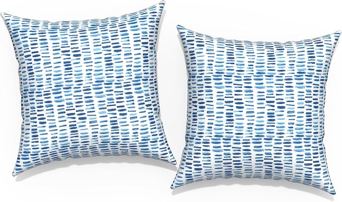 Outdoor Throw Pillow Covers 18”x18”, Decorative Pillow Covers for Patio Furniture, Modern Cushion Cases for Garden Couch Home Sofa Bed Office Chair, Pack of 2, Pebble Blue