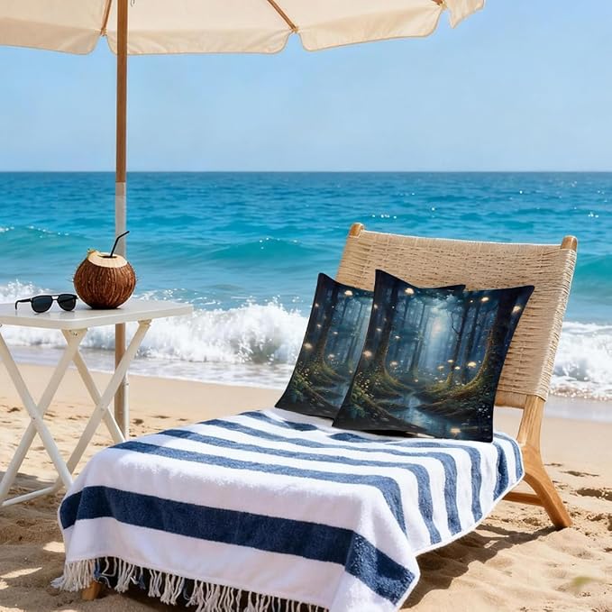 20x20 Inch Outdoor Pillow Covers Set of 2 Waterproof Throw Pillow Covers Decorative Couch Cushion Covers Art Forest River Square Pillowcases Protectors for Patio Garden Sofa