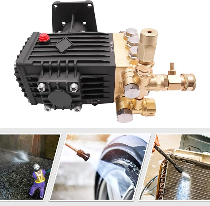 4000 PSI Pressure Washer Pump Direct Drive, 4 GPM High Pressure Replacement Power Washer Water Pump Gas Powered Washer with 1" Hollow Shaft Brass Head for Horizontal Shaft Gas Engine Honda GX390