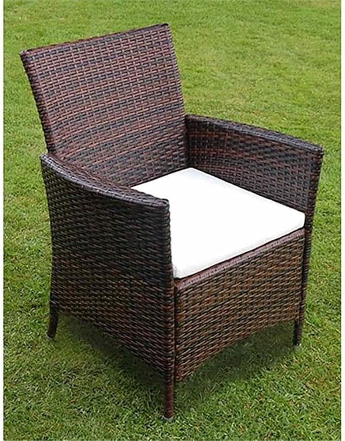 Afuera Living 7 Piece Patio Dining Set, Synthetic Poly Rattan, Brown Finish, Includes Table with Tempered Glass Top and 6 Chairs with Removable Cushions, Weather-Resistant Outdoor Furniture, Seats 6