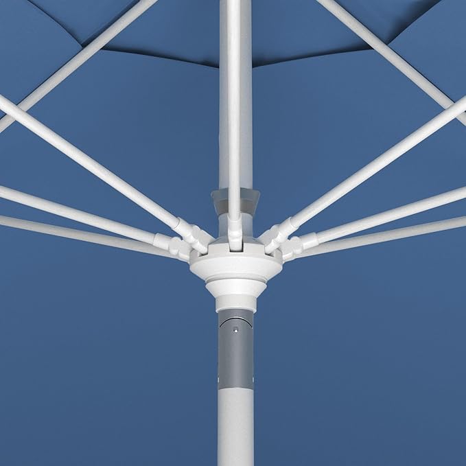 California Umbrella 11Ft Sunbrella Patio Umbrella, Fiberglass Ribs, Hand-Crank, Tilt-Collar, White Frame, Regatta Fabric